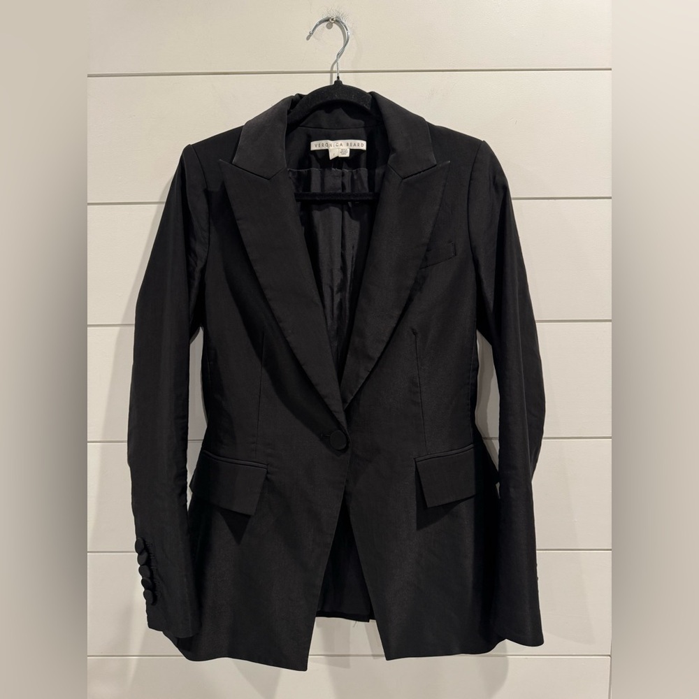 Veronica Beard Long and Lean Dickey Jacket in Black Linen Blend - Picture 11 of 13